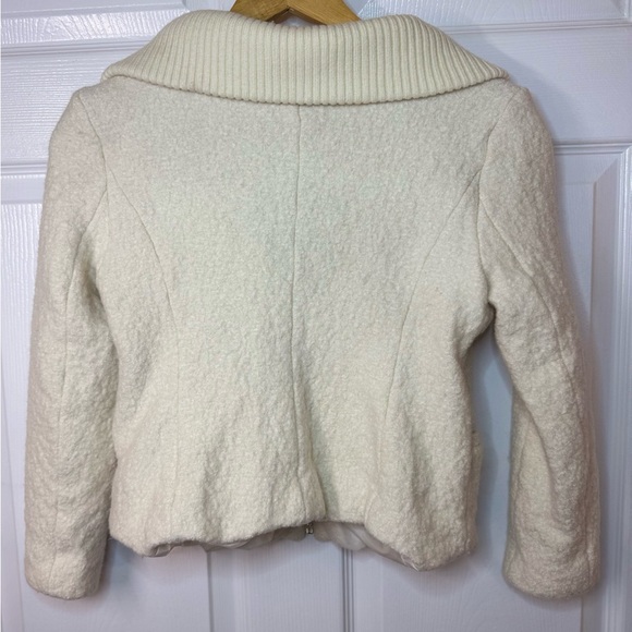 Ann Taylor Wool Sweater Jacket Coat Gold Zipper Off white Sz 12 Over Coat - Picture 6 of 16